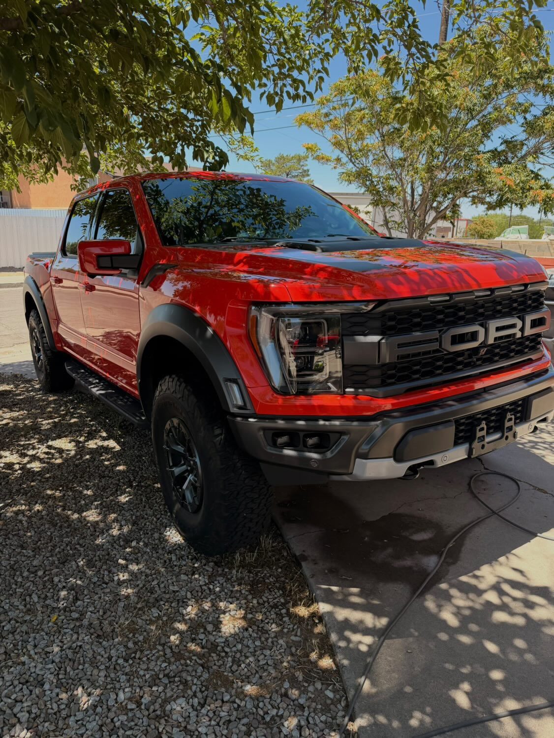 Freshly detailed red Ford Raptor by The BossNM